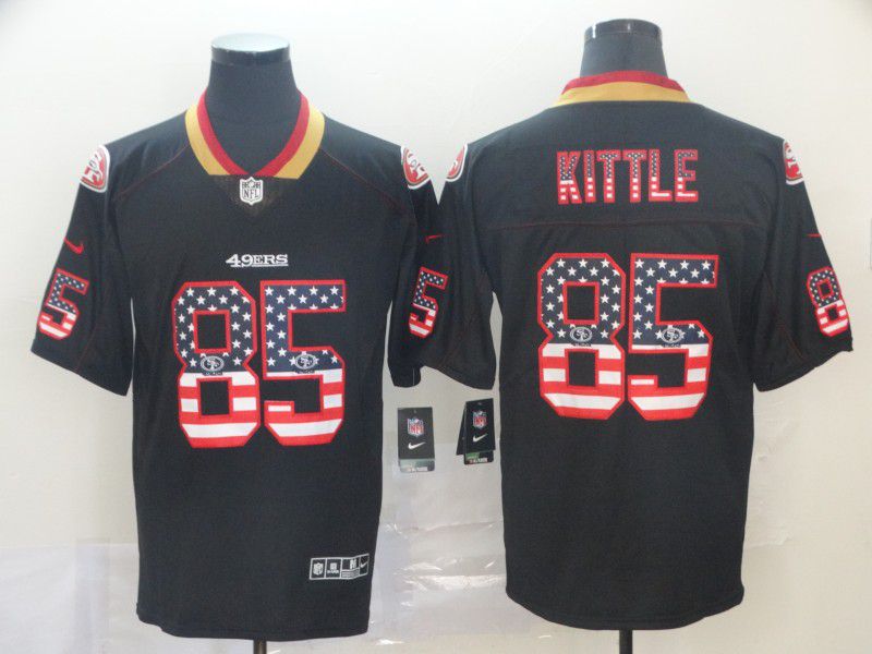 Men San Francisco 49ers #85 Kittle Nike USA Flag Fashion Black Color Rush Limited NFL Jersey->san francisco 49ers->NFL Jersey